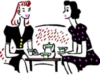 Sticker Custom Preview Image #054821 Entertainment Dining Women Talking Over Tea