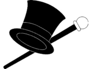 Sticker Custom Preview Image #055353 Entertainment Miscellaneous Top Hat Cane