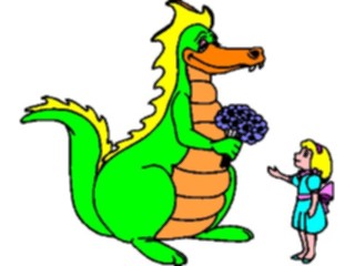 Sticker Custom Preview Image #055911 Fantasy Medieval Images Dragon Giving Flowers