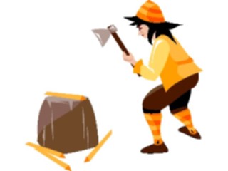 Sticker Custom Preview Image #055966 Fantasy Medieval Images Elf Chopping Wood