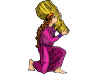 Sticker Custom Preview Image #056242 Fantasy Medieval Images Girl Carrying Wheat
