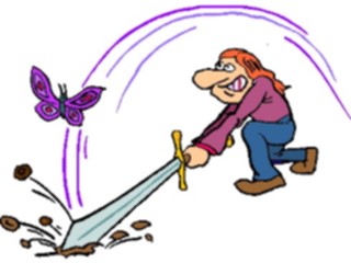 Sticker Custom Preview Image #056632 Fantasy Medieval Images Man Attacking Butterfly