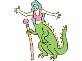 Sticker Custom Preview Image #057616 Fantasy Medieval Images Woman Dinosaur