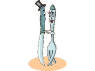 Sticker Custom Preview Image #060898 Food Drink Cartoons Fork Knife Dancing