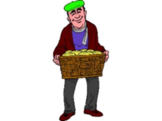Sticker Custom Preview Image #061005 Food Drink Cartoons Man Bread Basket