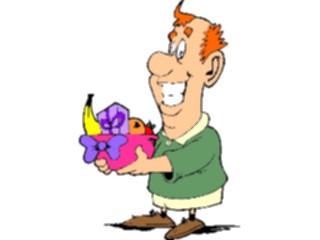 Sticker Custom Preview Image #061028 Food Drink Cartoons Manwith Fruit Basket