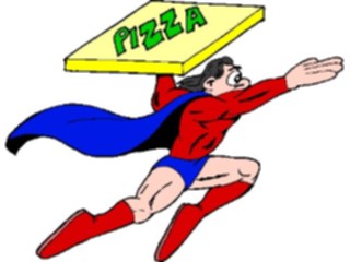Sticker Custom Preview Image #061180 Food Drink Cartoons Super Hero Delivering Pizza