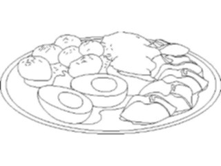 Sticker Custom Preview Image #064412 Food Drink Keylined Meat Platter