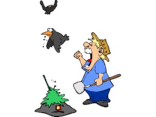 Sticker Custom Preview Image #066379 Gardening Man Chasing Crows