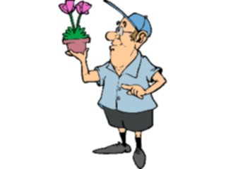 Sticker Custom Preview Image #066400 Gardening Manwith Potted Plant1