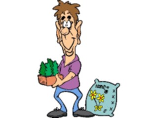 Sticker Custom Preview Image #066401 Gardening Manwith Potted Plant2