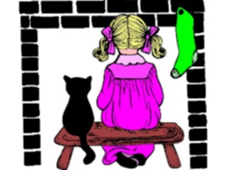 Sticker Custom Preview Image #070260 Holidays Christmas General Girl Catby Fireplace