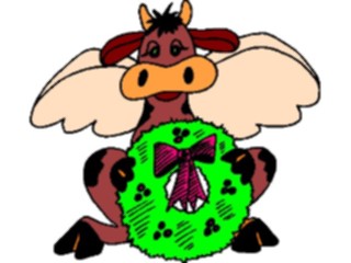 Sticker Custom Preview Image #070481 Holidays Christmas General Wreath Cow