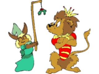 Sticker Custom Preview Image #070963 Holidays Christmas Holly Mistletoe Underthe Mistletoe Lion