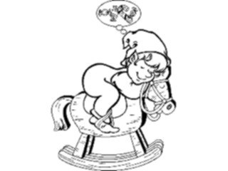 Sticker Custom Preview Image #071048 Holidays Christmas Santa Reindeer Elfwith Rocking Horse
