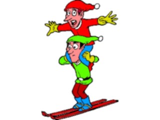 Sticker Custom Preview Image #071065 Holidays Christmas Santa Reindeer Elves Skiing