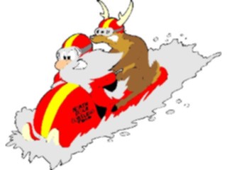 Sticker Custom Preview Image #071230 Holidays Christmas Santa Reindeer Santa Bobsledding