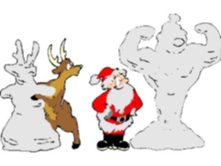 Sticker Custom Preview Image #071385 Holidays Christmas Santa Reindeer Santa Making Snowman
