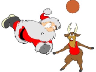 Sticker Custom Preview Image #071428 Holidays Christmas Santa Reindeer Santa Playing Volleyball