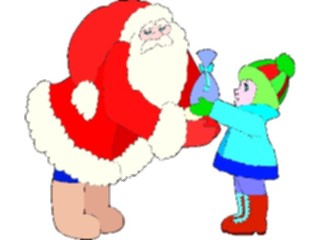Sticker Custom Preview Image #071436 Holidays Christmas Santa Reindeer Santa Receiving Gift