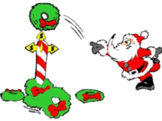 Sticker Custom Preview Image #071556 Holidays Christmas Santa Reindeer Santa Tossing Wreaths