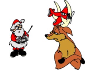 Sticker Custom Preview Image #071599 Holidays Christmas Santa Reindeer Santawith Toy Plane
