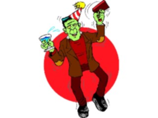 Sticker Custom Preview Image #073305 Holidays Halloween Frankenstein Partying1