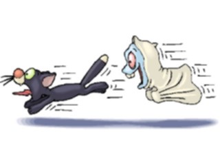 Sticker Custom Preview Image #073391 Holidays Halloween Ghost Chasing Cat