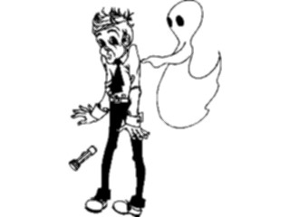 Sticker Custom Preview Image #073420 Holidays Halloween Ghost Scaring Man