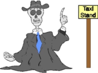 Sticker Custom Preview Image #073979 Holidays Halloween Skeleton Hailing Taxi
