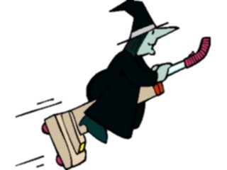 Sticker Custom Preview Image #074248 Holidays Halloween Witch Flying Vacuum