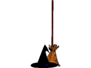 Sticker Custom Preview Image #074260 Holidays Halloween Witch Hat Broom