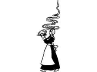 Sticker Custom Preview Image #075308 Holidays Thanksgiving Pilgrim Womanwith Turkey