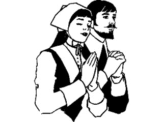 Sticker Custom Preview Image #075316 Holidays Thanksgiving Pilgrims Praying1