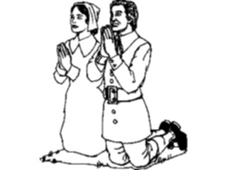 Sticker Custom Preview Image #075317 Holidays Thanksgiving Pilgrims Praying2