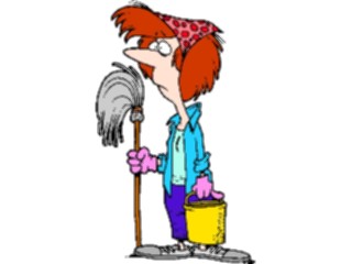 Sticker Custom Preview Image #076876 Household Cleaning Womanwith Mop