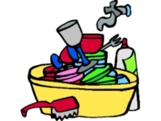 Sticker Custom Preview Image #077418 Household Kitchen Dirty Dishes Pile
