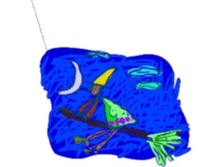 Sticker Custom Preview Image #082529 Kids Stuff Drawings Witch Flying