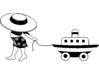 Sticker Custom Preview Image #083611 Kids Stuff Images Girl Pulling Boat