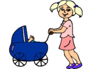 Sticker Custom Preview Image #083612 Kids Stuff Images Girl Pushing Stroller