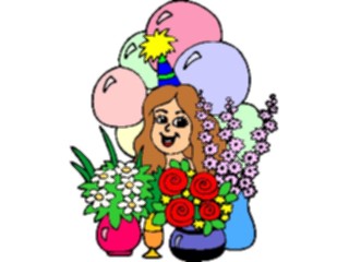 Sticker Custom Preview Image #083758 Kids Stuff Images Girlwith Flowers03