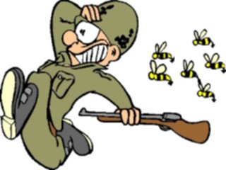 Sticker Custom Preview Image #088689 Military Cartoons Chasedby Bees