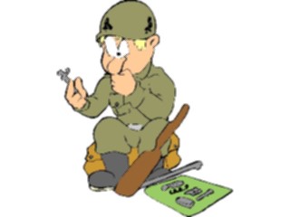 Sticker Custom Preview Image #088895 Military Cartoons Soldier Assembling Gun
