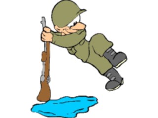 Sticker Custom Preview Image #088906 Military Cartoons Soldier Clearing Puddle