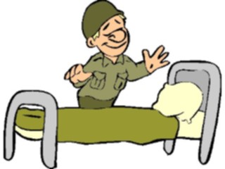 Sticker Custom Preview Image #088944 Military Cartoons Soldier Making Bed