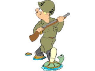 Sticker Custom Preview Image #088978 Military Cartoons Soldier Steppingon Turtle