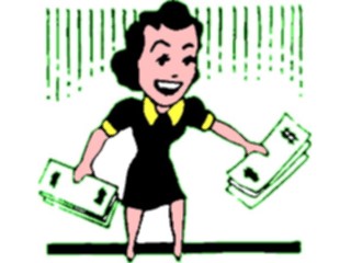 Sticker Custom Preview Image #090287 Money Cartoons Woman Holding Money2