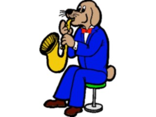 Sticker Custom Preview Image #092208 Music Musicians Horn Player Dog2