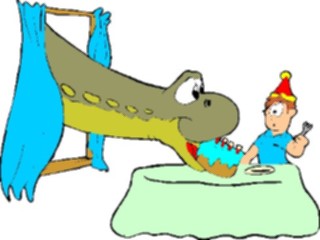 Sticker Custom Preview Image #092758 Occasions Birthdays Dinosaur Eating Cake