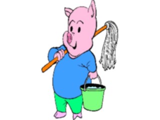 Sticker Custom Preview Image #094125 Occupations Cartoons Janitor Pig